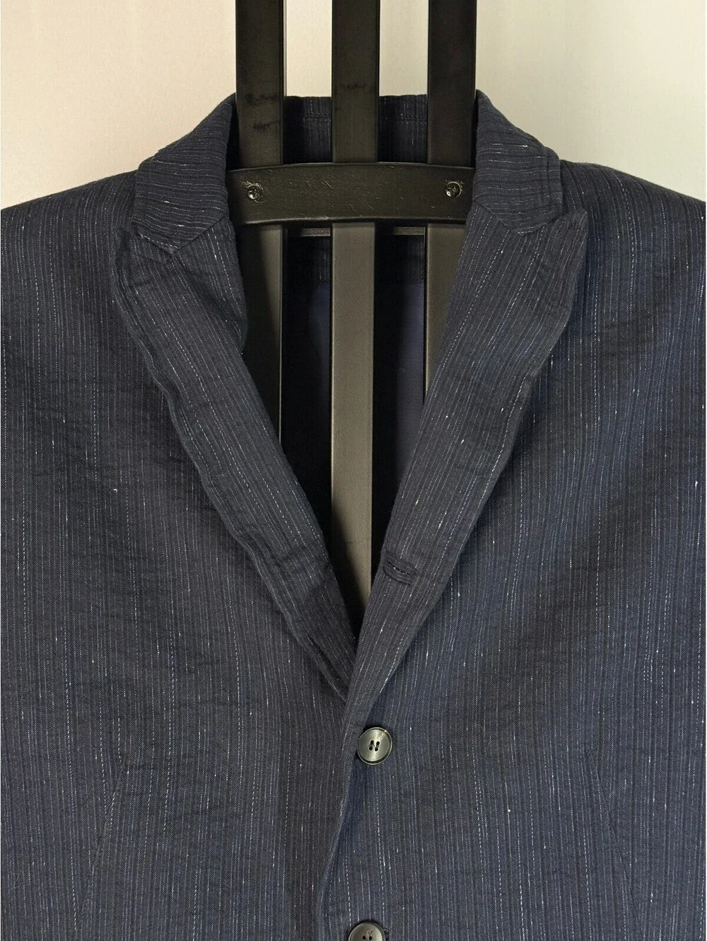 John Varvatos Sport Coat + Vest 52 US 42 Navy Stripe Linen Blend Blazer
